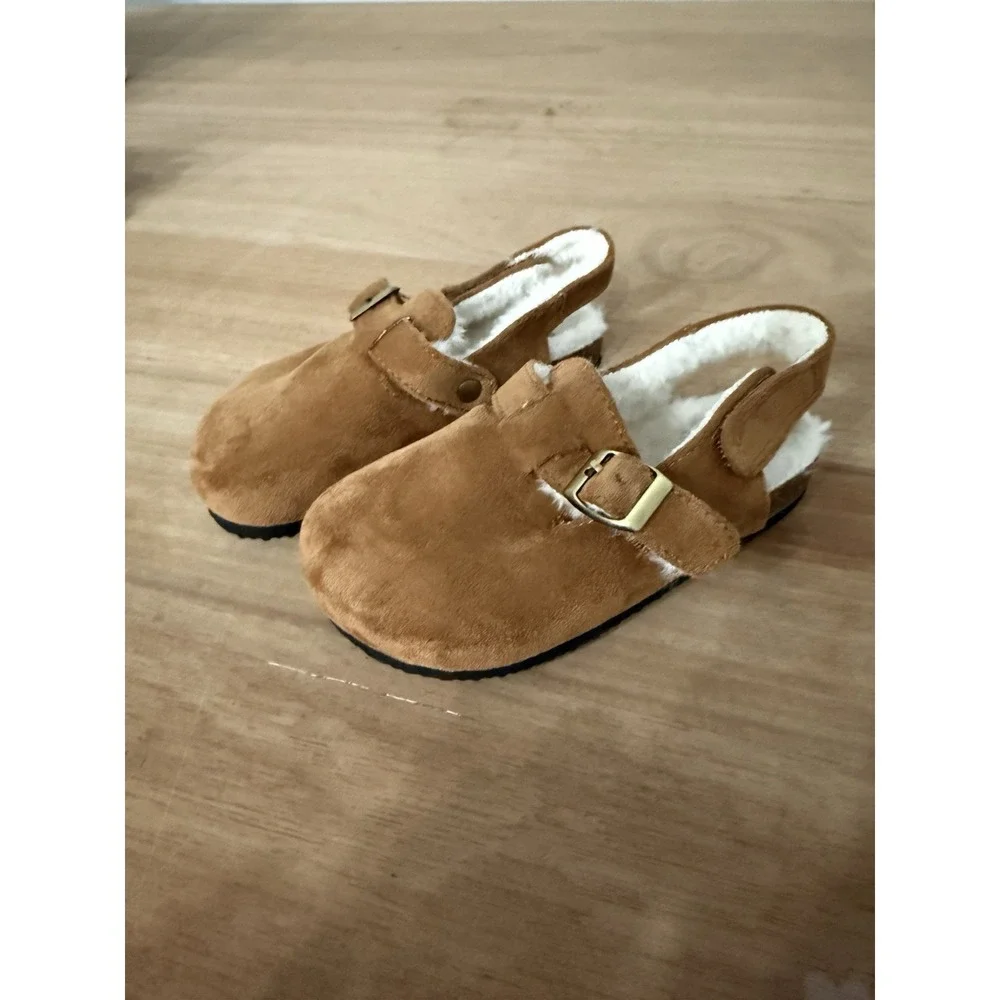 White Mountain Kids Shearling Clogs Brown Buckle Slip On Shoes Toddler‎ Size 10M